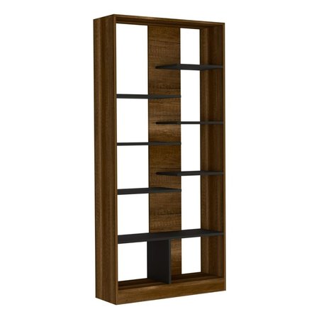 TUHOME Classic Bookcase, Multiple Shelves, Walnut/Black BCW7894